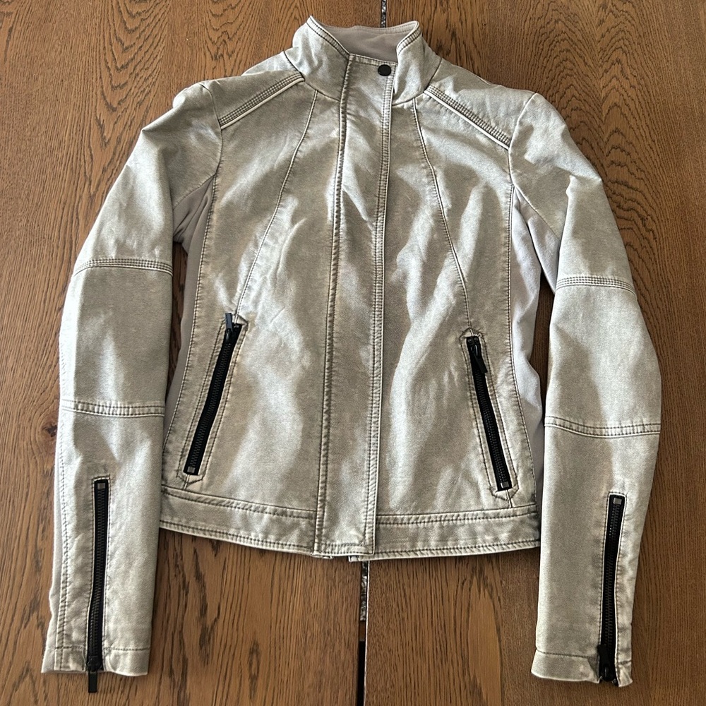 Express Faux Leather Bomber Jacket